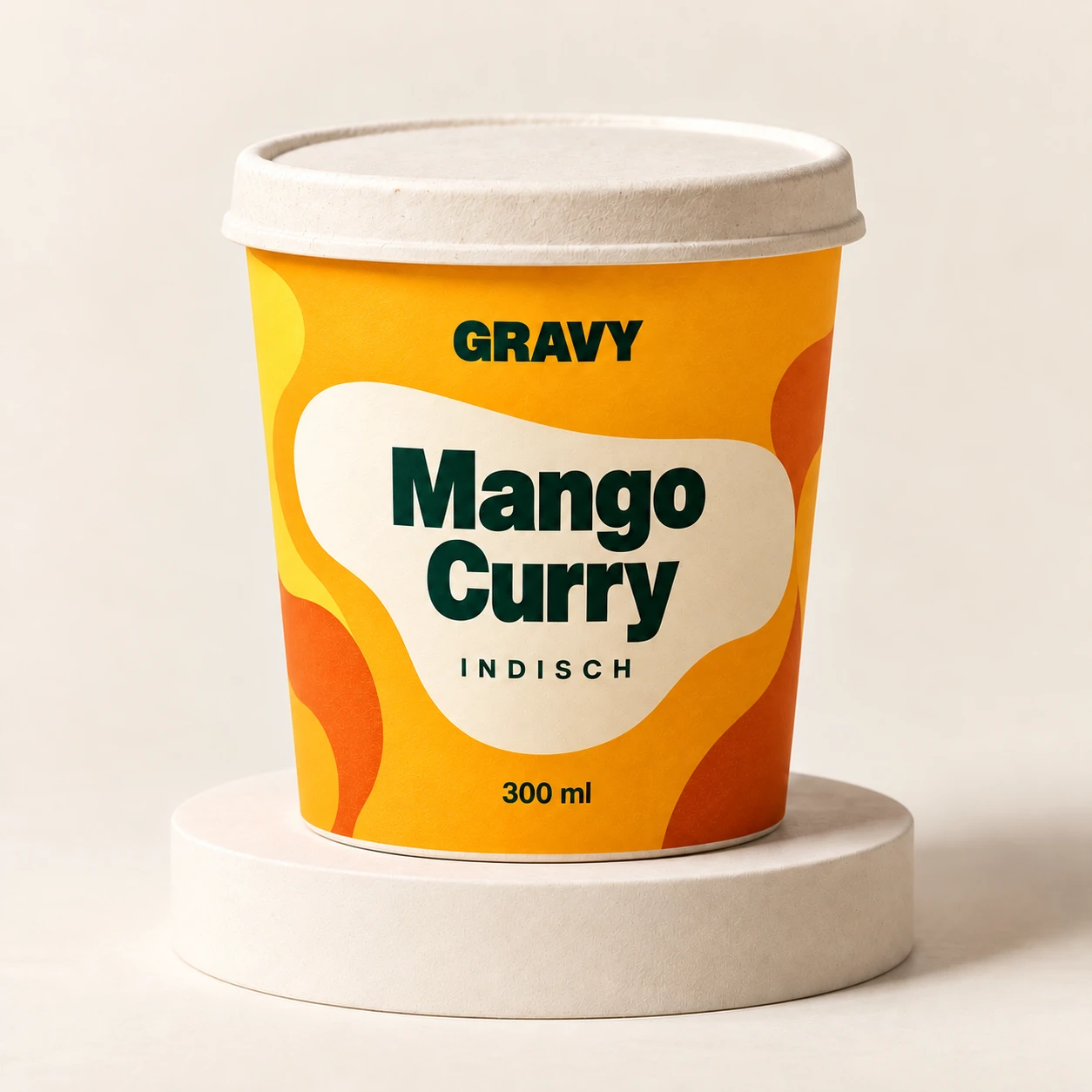 GRAVY Mango Curry – biologisch abbaubarer Becher mit Deckel, 300 ml Sauce